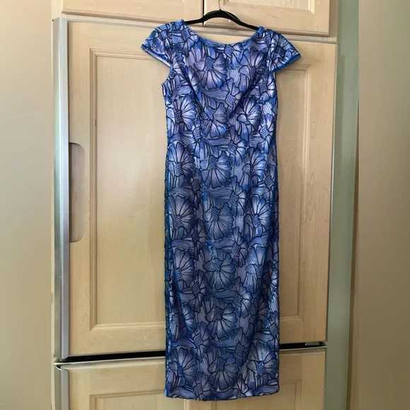 JS Collections | Dresses | Js Collections Lena Midi Dress Embroidered Mesh  Sequins Blueblush Euc Sz 2 | Poshmark
